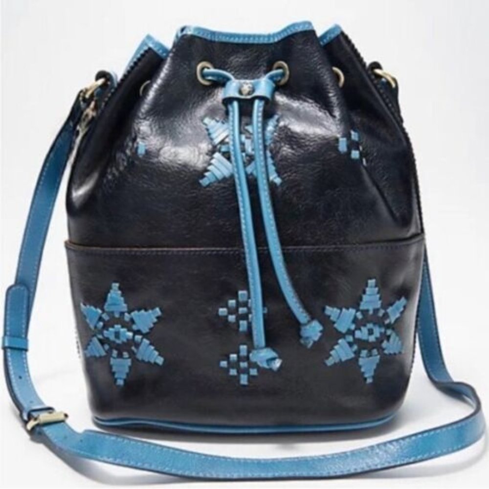 NWT Patricia Nash Brindisi Leather Drawstring Handbag